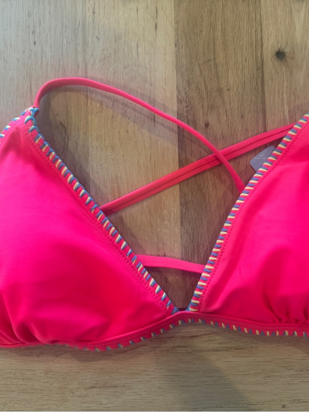 Hot Pink Strappy Triangle Bikini Top